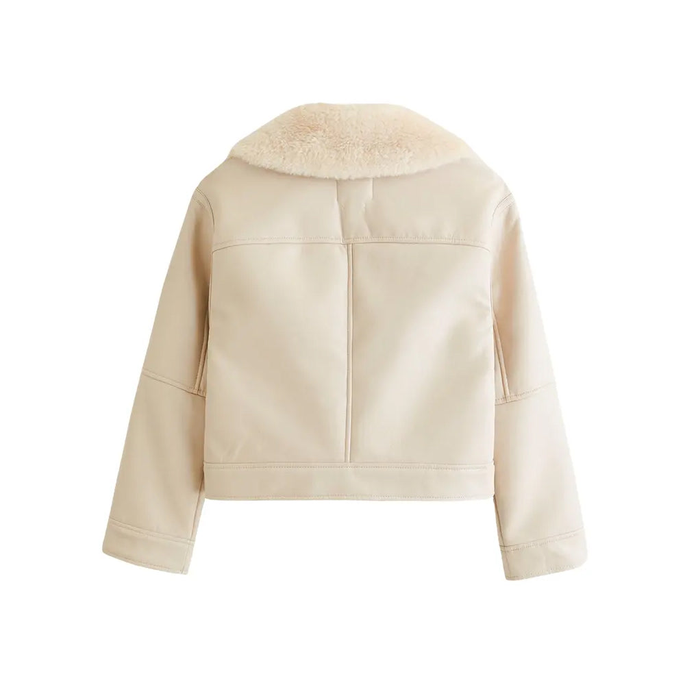 Women Skin Faux Shearling Leather Jacket
