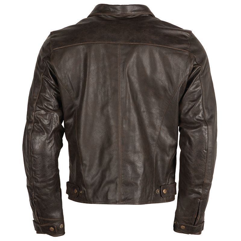 Back view of genuine leather motorcycle jacket men in dark brown by Lush Gear