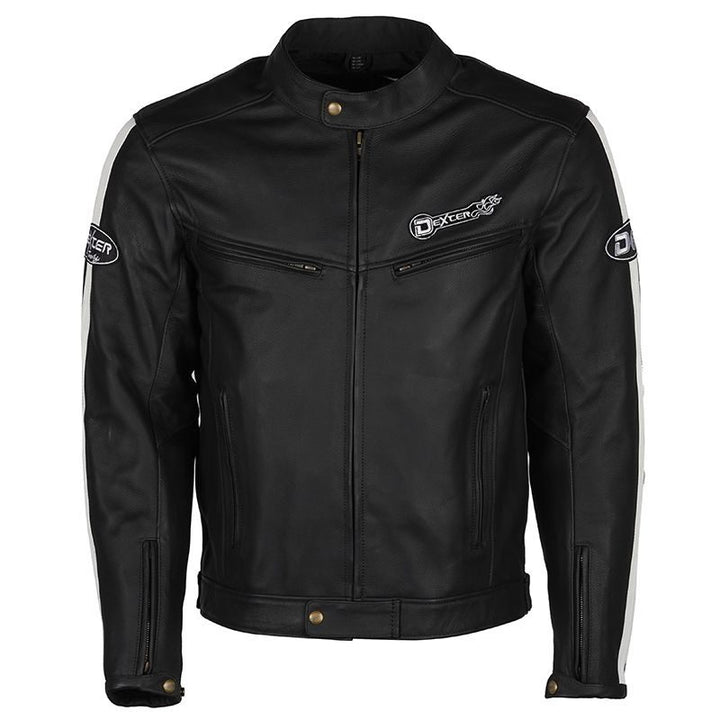 Lush Gear black men's biker jacket with zippered pockets and snap button collar