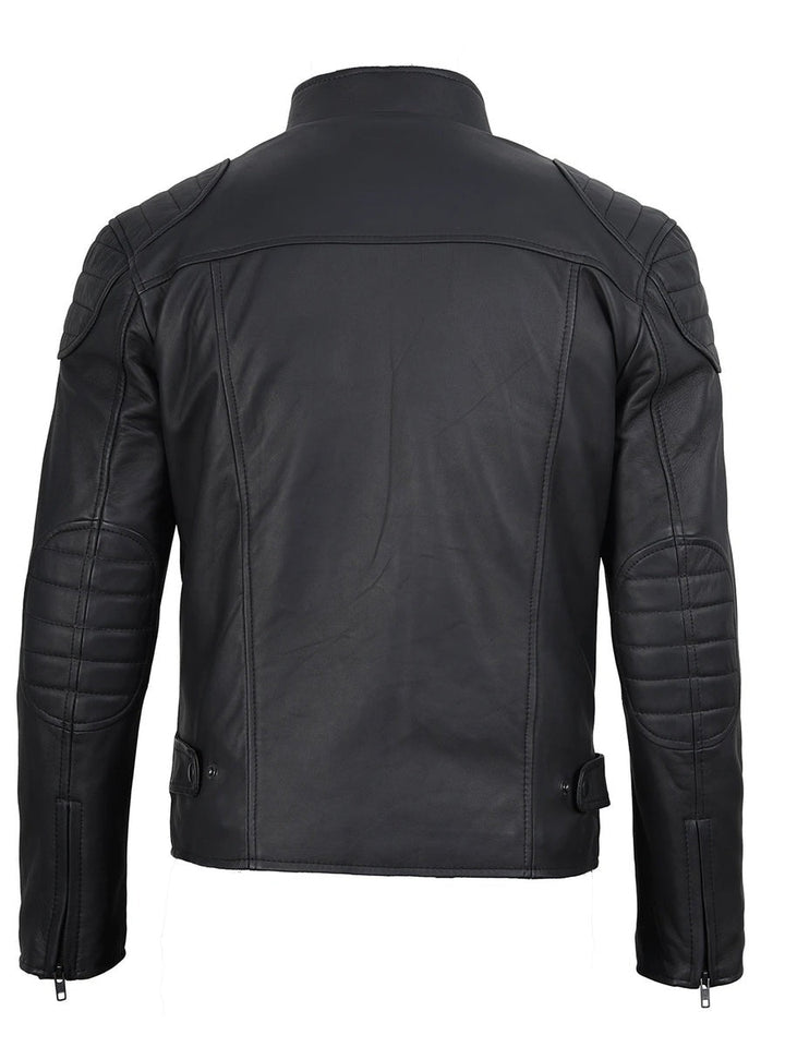 Men's Matte Black Biker Style Leather Jacket