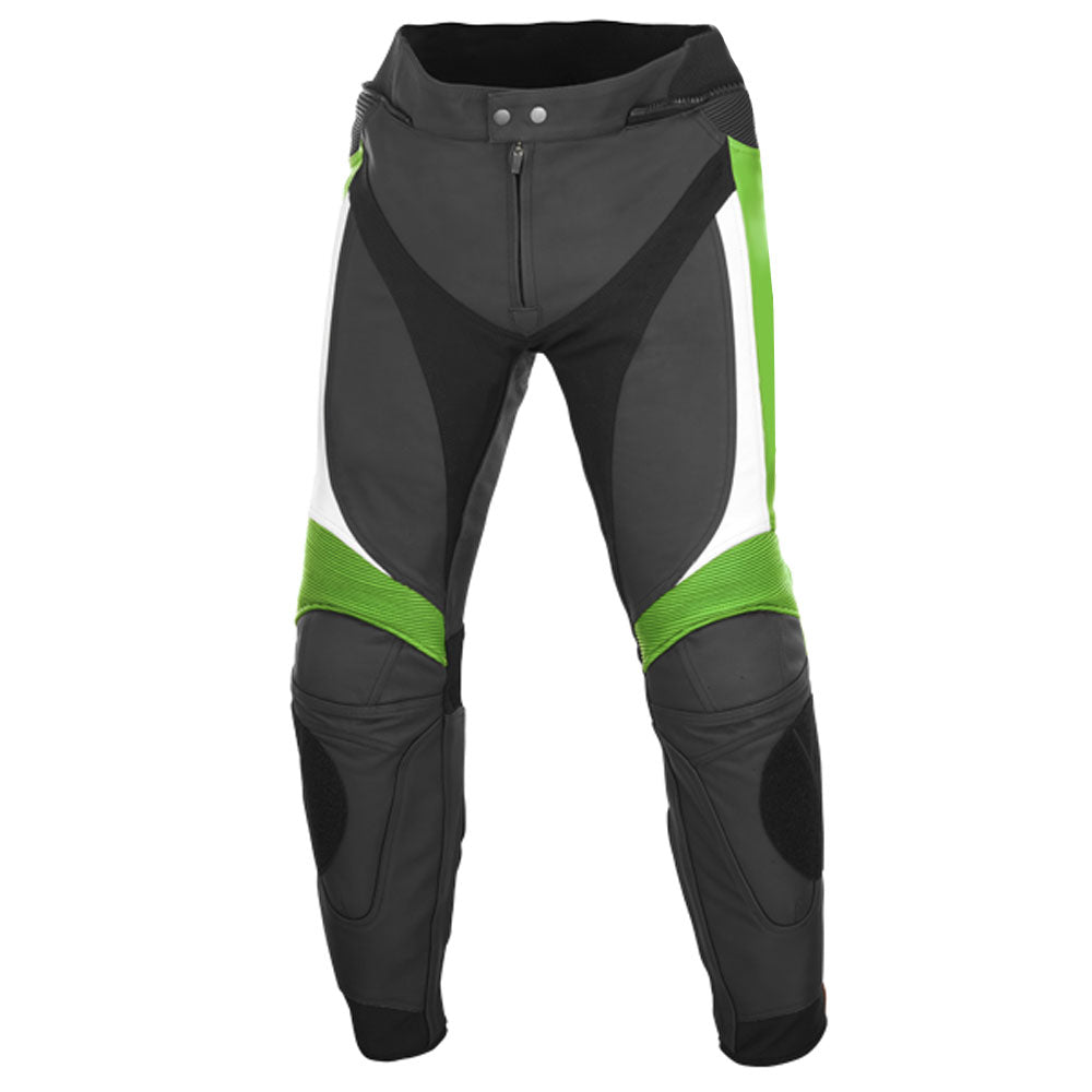 Lush Gear premium motorbike suit with armor in black green and white protective riding pants