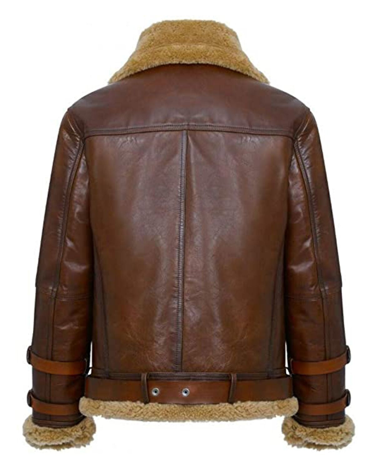 Lush Gear brown RAF B3 aviator jacket with shearling collar and cuffs detailed stitching